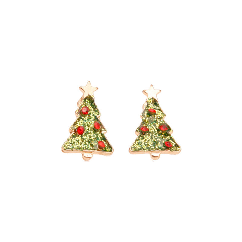 Wholesale Christmas Series Fashion Alloy Christmas Tree Old Man Bell Elk Candy Cane Earrings
